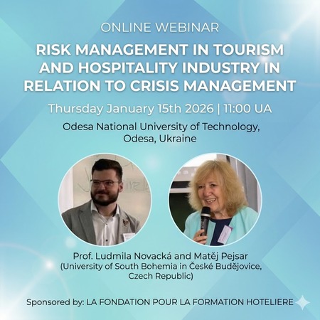Міжнародний вебінар “Risk management in tourism and hospitality industry in relation to crisis management”